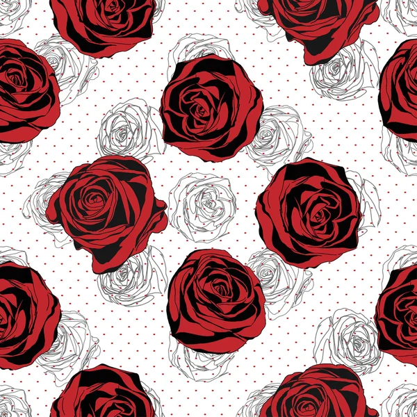 Naadloze bloemmotief. Rose rode achtergrond — Stockvector