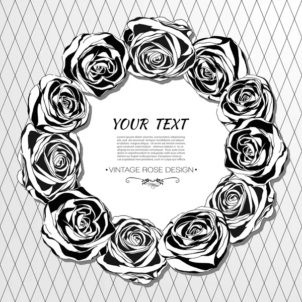 Vector floral frame with roses. Retro style — Stock Vector