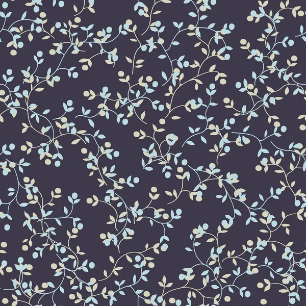 Nahtlose Textur mit Pflanzen und Blättern auf blauem Grund — Stockvektor