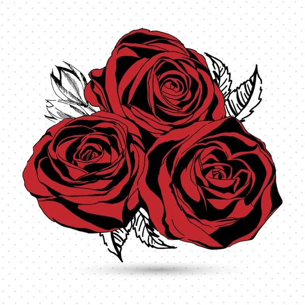 Roses rouges sur fond blanc. Illustration vectorielle . — Image vectorielle