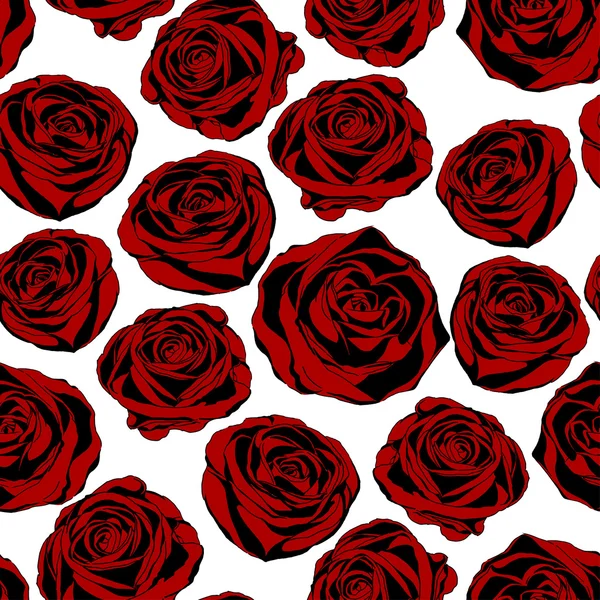 Fondo sin costuras con rosas rojas. Vector — Archivo Imágenes Vectoriales