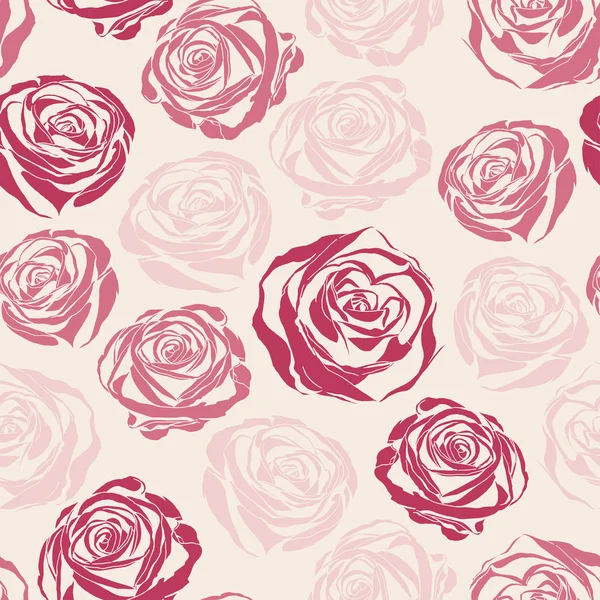 Vector pink  seamless floral pattern with roses — Stock Vector