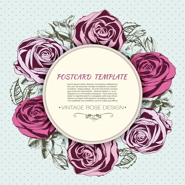 Floral φόντο με τριαντάφυλλα, πρότυπο ευχετήριας κάρτας — Διανυσματικό Αρχείο