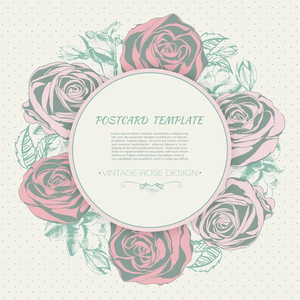 Fond floral avec roses, carte de vœux — Image vectorielle