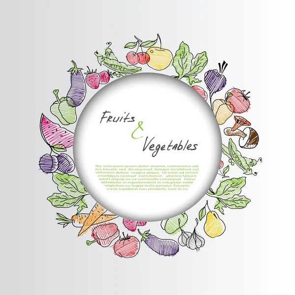 Frutas y verduras. alimentos saludables — Vector de stock
