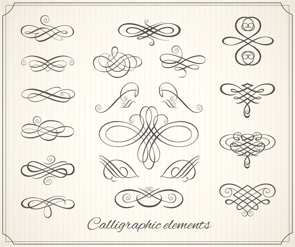 Calligraphic design elements and page decoration. Vector set — Stock Vector