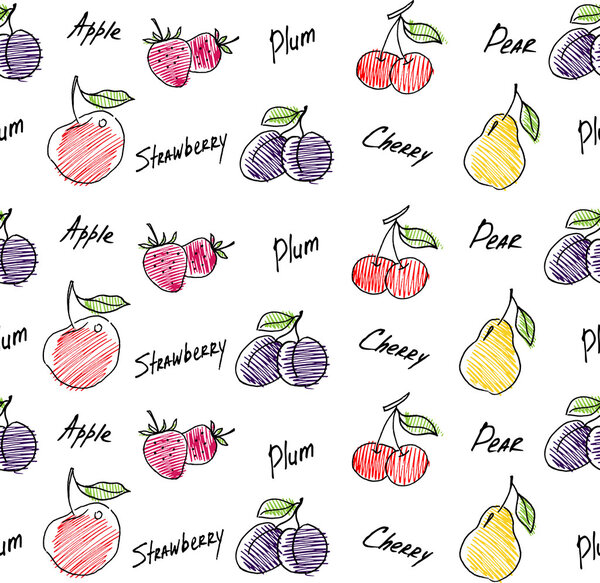 Фрукты с безморским рисунком для вашего дизайна. Ручные фрукты. Вектор
