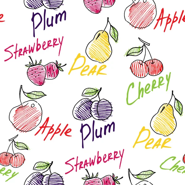 Fruits seamless pattern for your design. Hand drawn fruits. Vector — Stock Vector