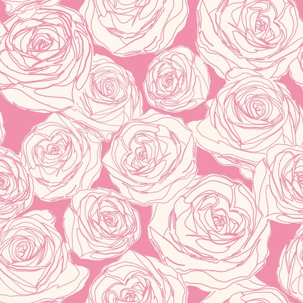 Patrón vectorial con rosas rosadas — Vector de stock