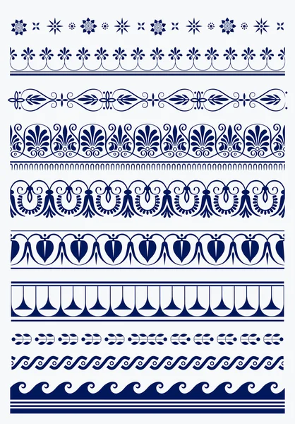 Set of vector antique greek borders — Stock Vector