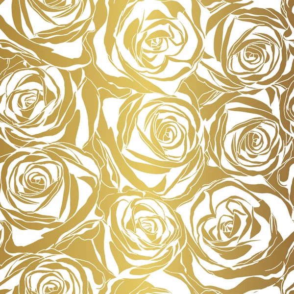 Elegantní bílé růže vzorek na zlatém podkladu. Vektorové ilustrace. Stock Vektory