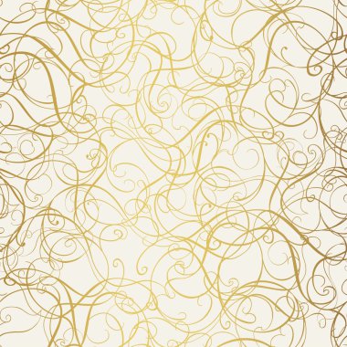 Golden curly pattern on white background. Vector illustration
