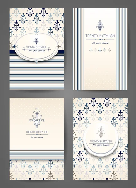 Set of brochures in vintage style. Creative cards. Vector design templates. — Stock Vector
