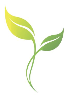 Stilize vektör yeşil ağaç yaprak üzerinde izole bahar silüeti