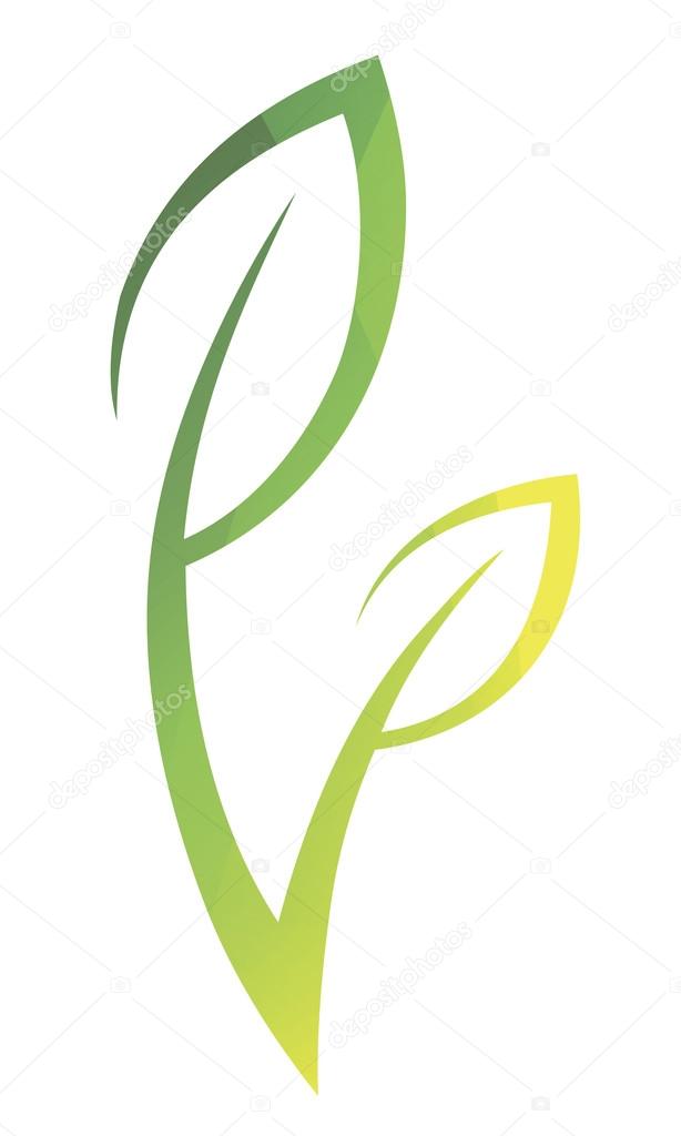 Vector stylized silhouette of spring green tree leaf isolated on white background. Eco sign, nature label. Decorative element for medical, nutrition, ecological brands.