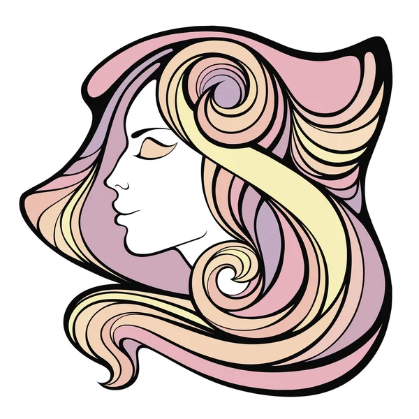 Vettoriale ritratto decorativo di sciamano ragazza con colore capelli lunghi i — Vettoriale Stock
