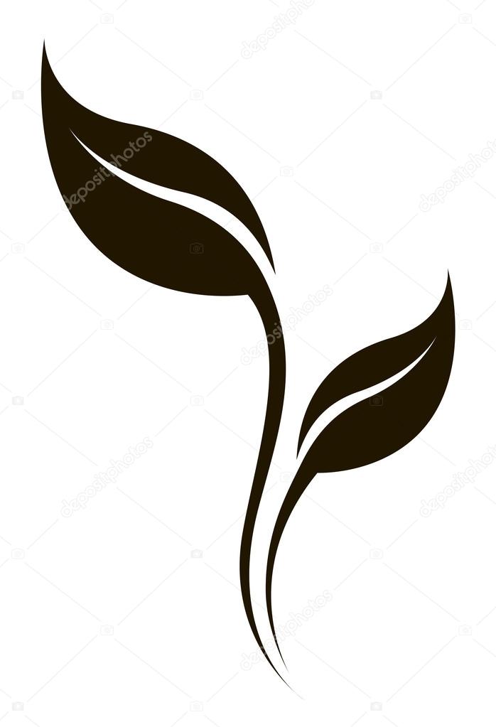 Vector  stylized tea leaf silhouette isolated on white