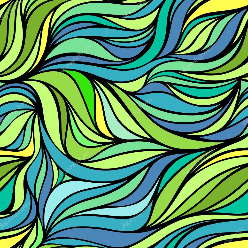 Fondo di mare di vettore colore onda senza giunte di disegno a mano Blu abs