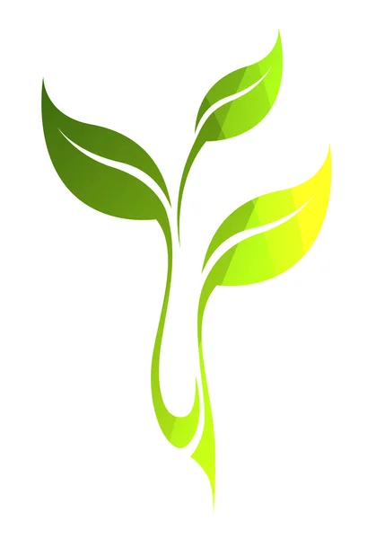 Vektorové zelené jaro list izolované na bílém. Barevná ikona eco. — Stockový vektor