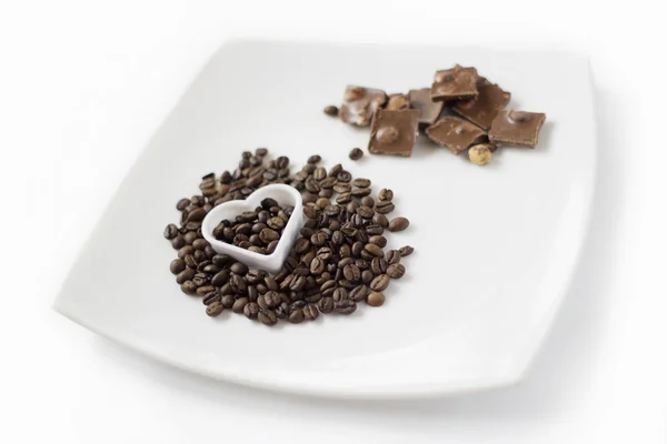 Koffie en chocolade met liefde — Stockfoto