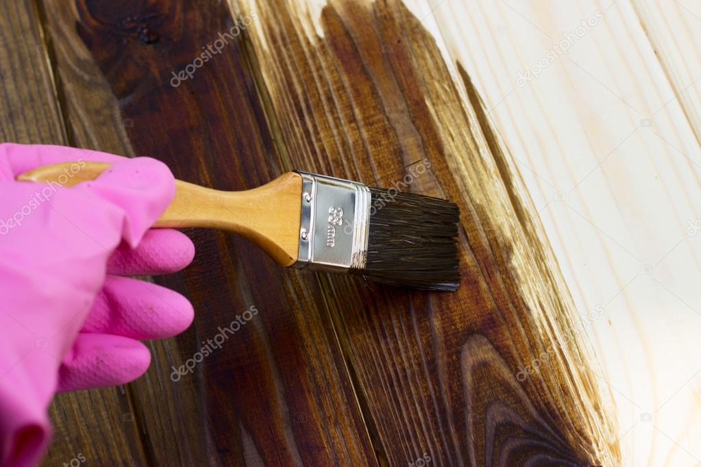 Wood texture and paintbrush housework background