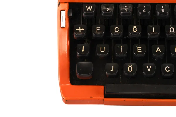 La máquina de escribir Orange Vintage sobre el fondo blanco — Foto de Stock