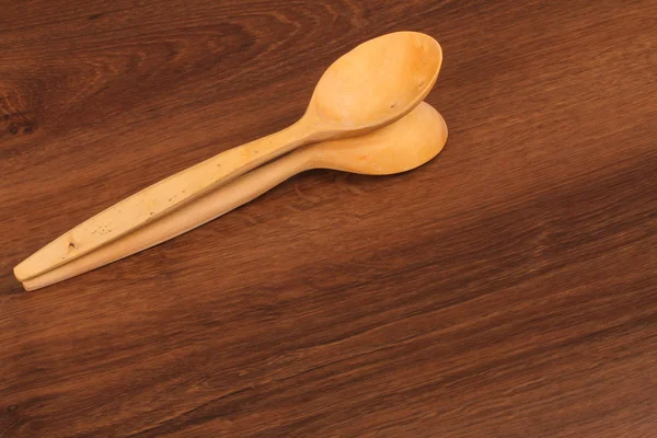 The wood spoon on the wood for healthy — Stock Photo, Image