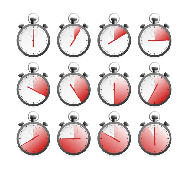 Collectie met chronometer timer collectie voor web design. Vectorillustratie. — Stockvector