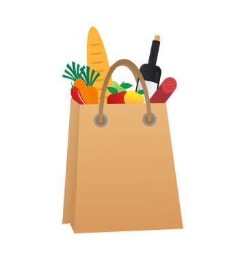 Yemek paketi beyaz arka planda çizgi film tarzında. Yemek servisi. Vektör düz çizgi film illüstrasyonu.