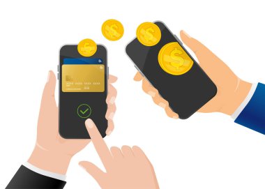 Web tasarımı için 3D çevrimiçi aktarım kavramı. İzometrik vektör. Web tasarımı, mobil uygulama. Telefon simgesi vektörü.