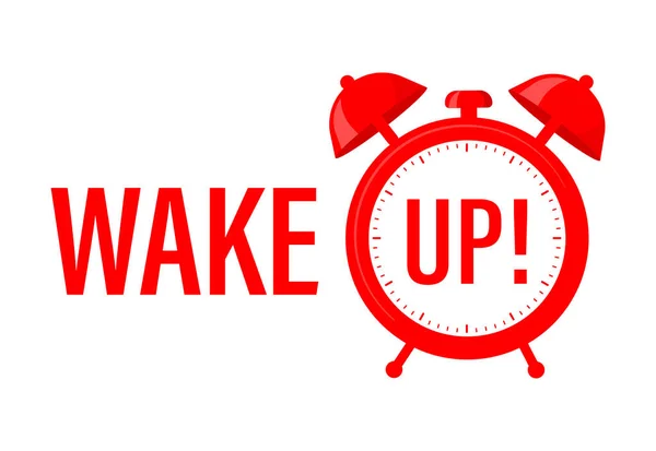 Line art illustratie met rode wake up alarm op halftoon achtergrond voor concept design. Kunst illustratie. Concept kunst. Vectorillustratie. — Stockvector