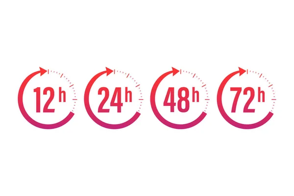 12, 24, 48, 72 saat saat oku. İş zamanı etkisi ya da teslimat zamanı. Vektör stok illüstrasyonu.