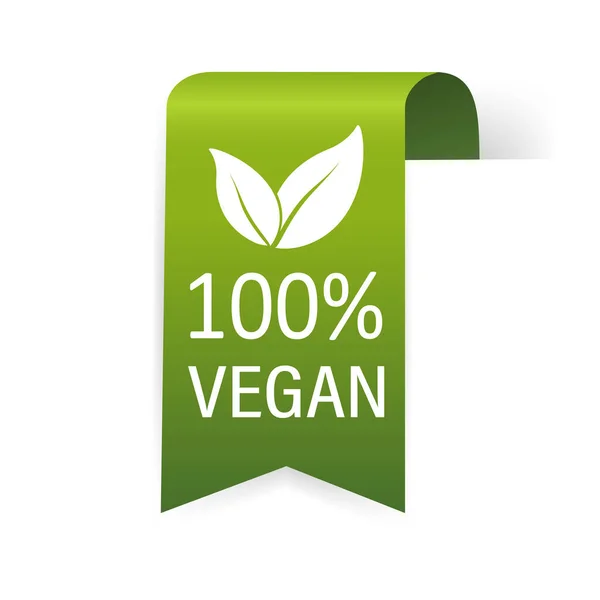 Um emblema Vegan. Vegan, ótimo design para qualquer finalidade. Fita, símbolo e fundo. Eco amigável ilustração vetorial. Produto natural. Design de ícone vetorial. —  Vetores de Stock