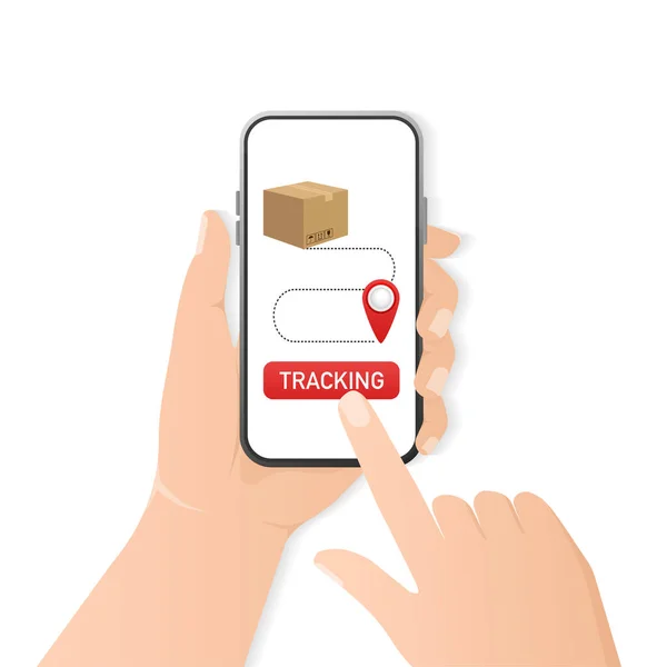 Tracking package smartphone. Online delivery service concept, online order tracking. Vector illustration. — Stock Vector