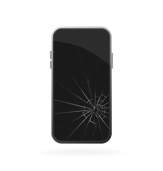 Smartphone en verre cassé, grand design pour tous les usages. Icône de smartphone à écran tactile. Illustration vectorielle, design plat. — Image vectorielle