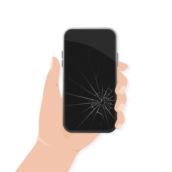 Smartphone de cristal roto, gran diseño para cualquier propósito. Icono de teléfono inteligente de pantalla táctil. Ilustración vectorial, diseño plano. — Vector de stock