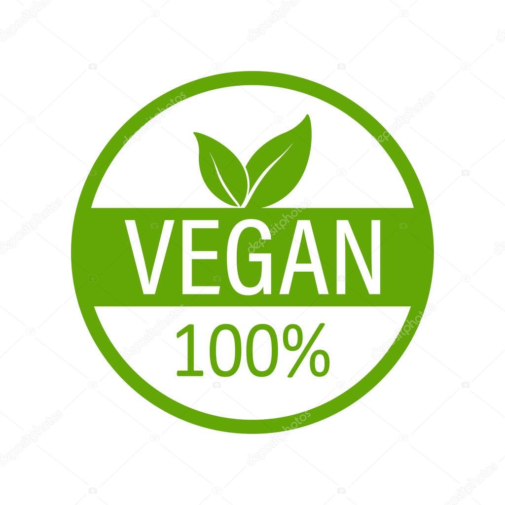 Vegan emblem. Vegan, great design for any purposes. Logo, symbol and background. Eco friendly vector illustration. Natural product. Vector icon design.