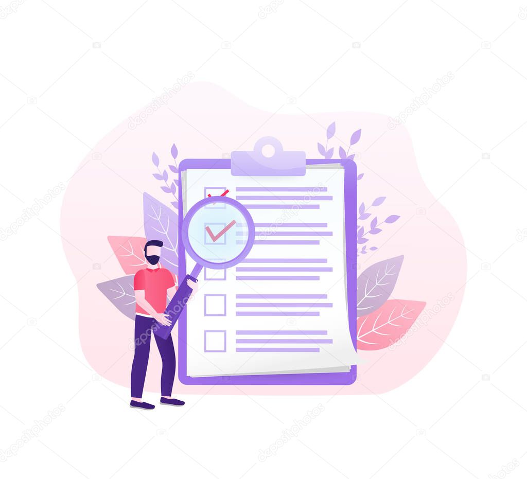 Checklist people. Flat checklist people for paper design. Vector illustration.