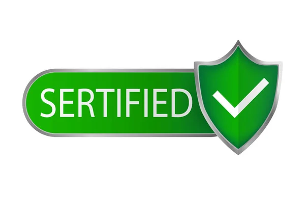 Carimbo certificado, ótimo design para qualquer finalidade. Vetor ícone de escudo. Banner de design vetorial. ícone de marca de verificação verde. —  Vetores de Stock