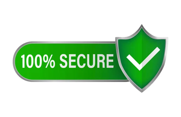 Verde 100% seguro. vetor de ícone de proteção. Vetor ícone de escudo. Dados seguros. —  Vetores de Stock