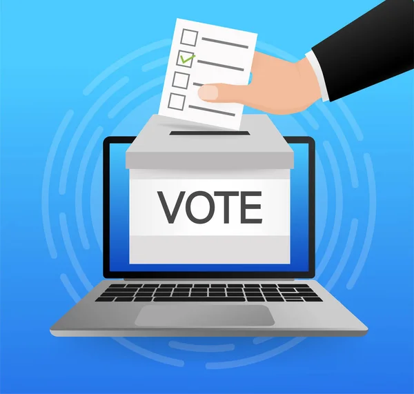 Vote laptop, great design for any purposes. Ballot box. Flat icon with vote laptop. Digital marketing illustration. Flat vector design. — Stock Vector