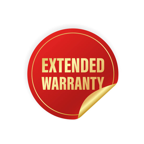 Vintage extended warranty sticker, great design for any purposes. 3d gold illustration on white backdrop. Vector illustration. Sticker design. Isolated vector.