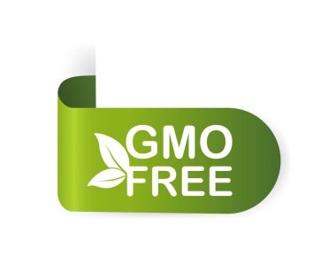 Paketleme tasarımı için Gmo ücretsiz etiket. Retro ambalajlama. Vektör simgesi. Grunge arkaplanı.