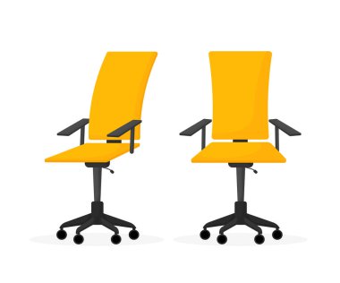 Düz stil ofis koltuğu. Modern düz tasarım. Mobilya vektör çizimi. İzole vektör.