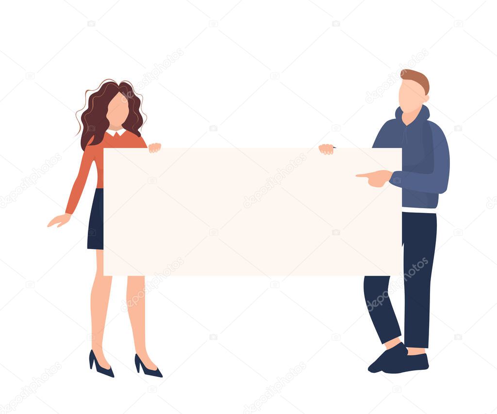 People activist placard, great design for any purposes. Vector character illustration. Flat cartoon vector illustration.
