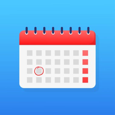 Düz stil basit takvim. Tatil vektör çizimi. Vektör arkaplanı. Masa çizelgesi. Özet sembolü.