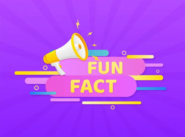 Fun fact. Badge with megaphone icon. Flat vector illustration on white background. — Stock Vector