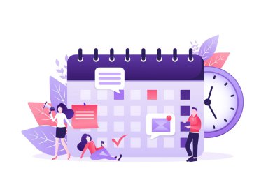 İnsanları planlayan katroon çizimi. Düz vektör çizimi. Gündemi düzenle.