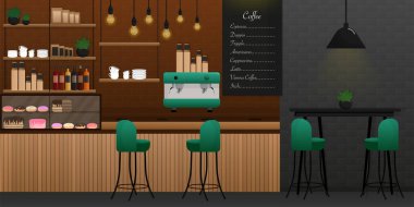 Düz vektör çizimi. İç taraftaki rahat oda. İç dizayn. Çizgi film insanları vektör illüstrasyonu.