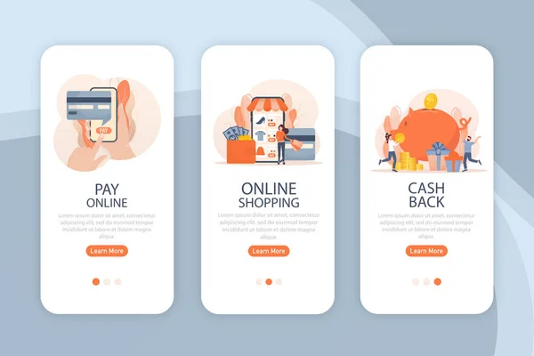 Ikon 3d dengan layar aplikasi belanja berbayar untuk desain aplikasi seluler. Ilustrasi karakter vektor datar. App layar. Ponsel. Vektor gambar desain datar. - Stok Vektor